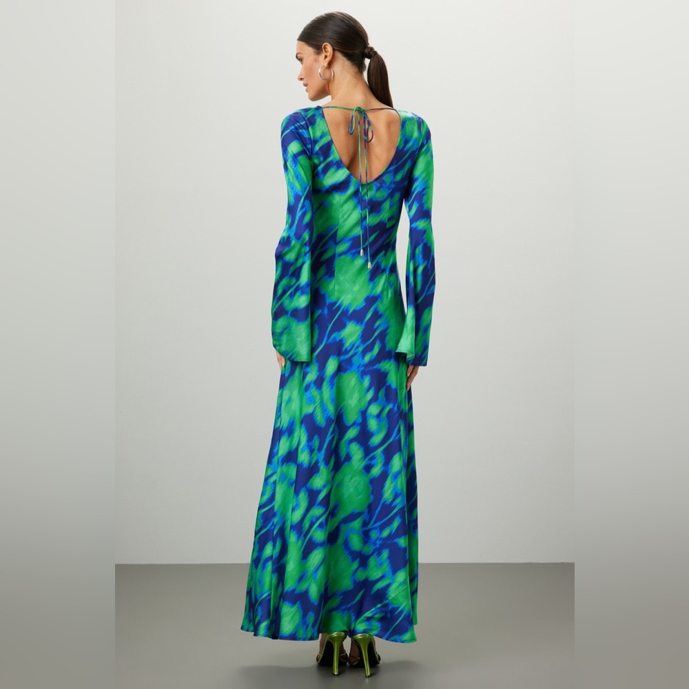 The Wolf Gang Calypso Maxi Dress in the "Ocean Haze" print